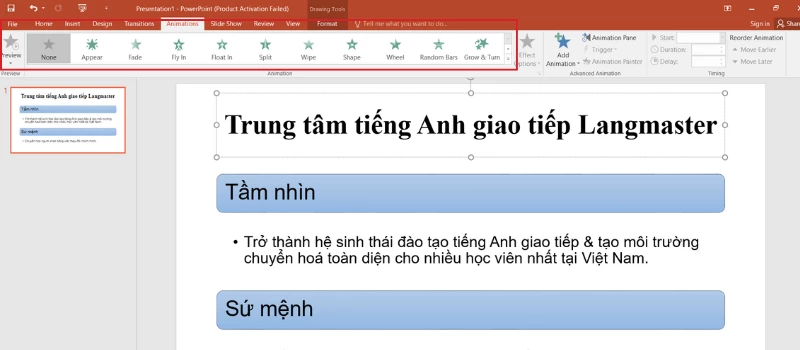 Tùy chỉnh hiệu ứng động cho từng đối tượng trong bài thuyết trình trên máy tính