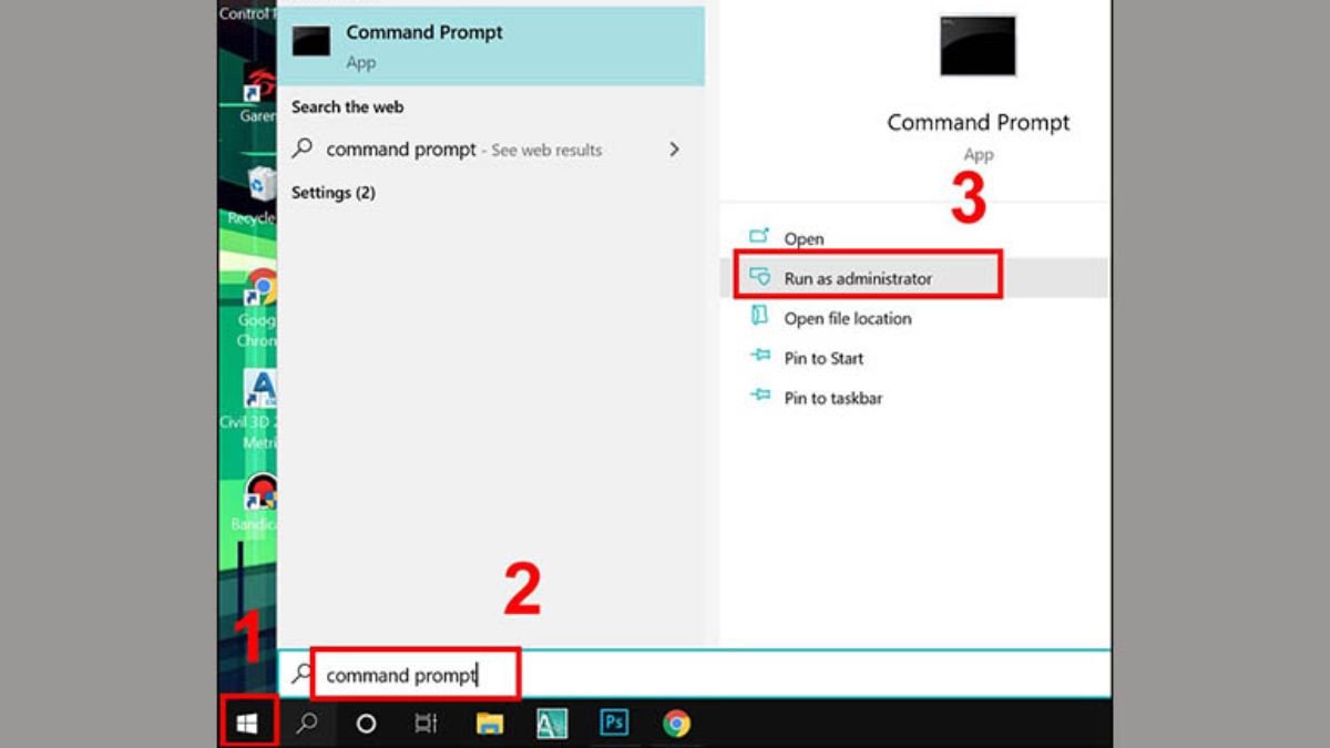 Cách phát wifi từ máy tính Win 10 thông qua Command Prompt bước 1