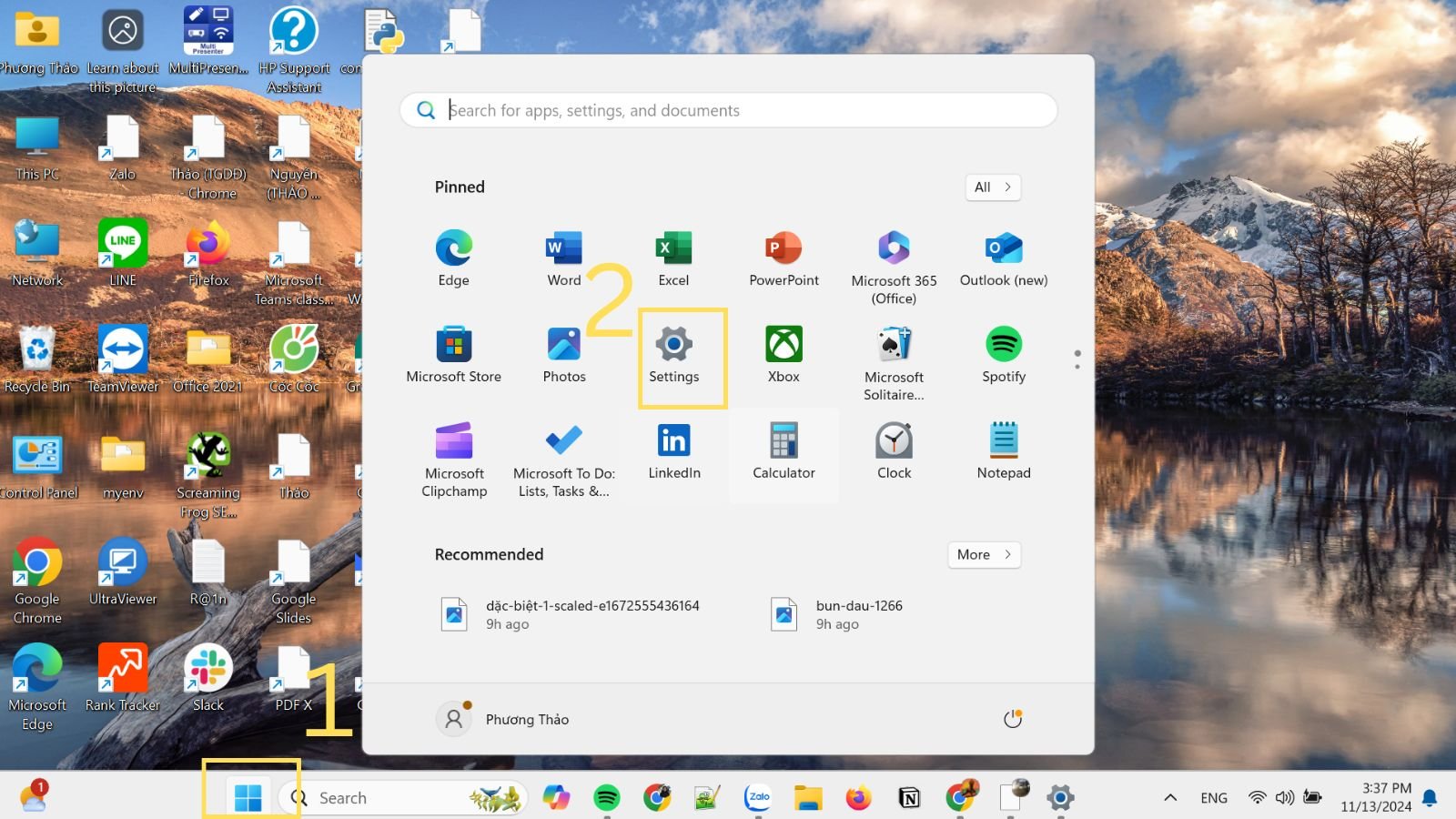 Mở Cài đặt trên Windows 11