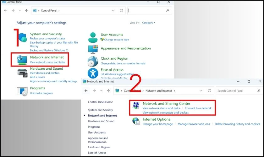 Cấu hình Network and Sharing Center