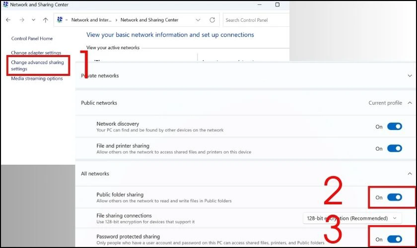Kích hoạt chia sẻ nâng cao trong Windows