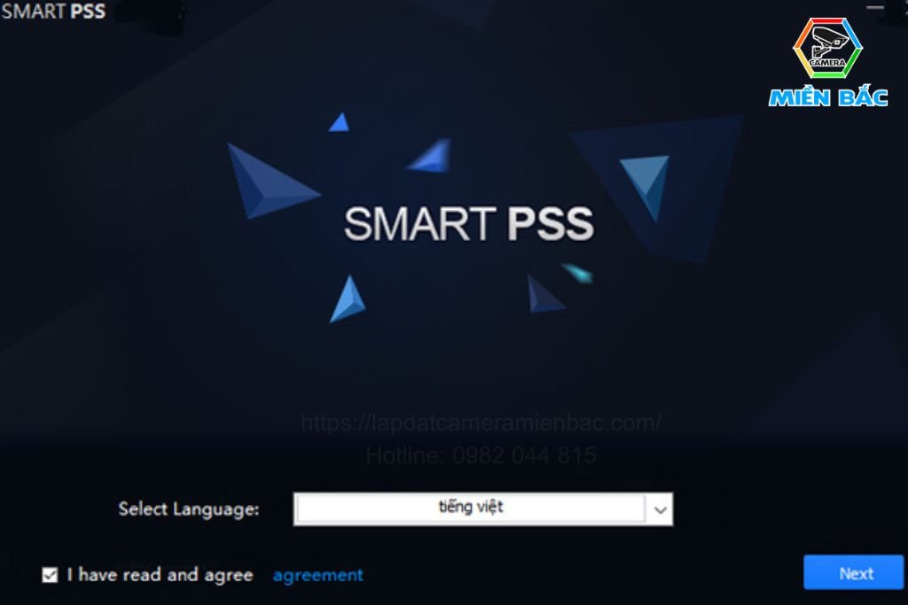 Chọn ngôn ngữ và tiến hành cài đặt SmartPSS