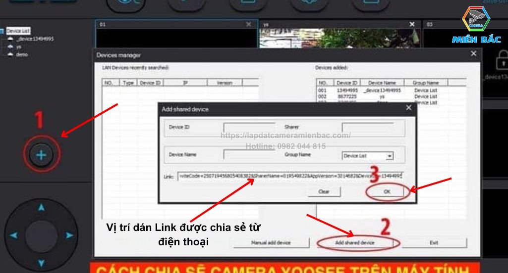 Thêm thiết bị camera Yoosee bằng link chia sẻ