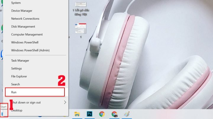 Chọn Run từ Start Menu