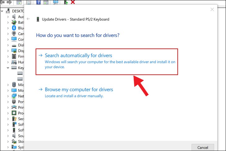 Chọn Search automatically for driver