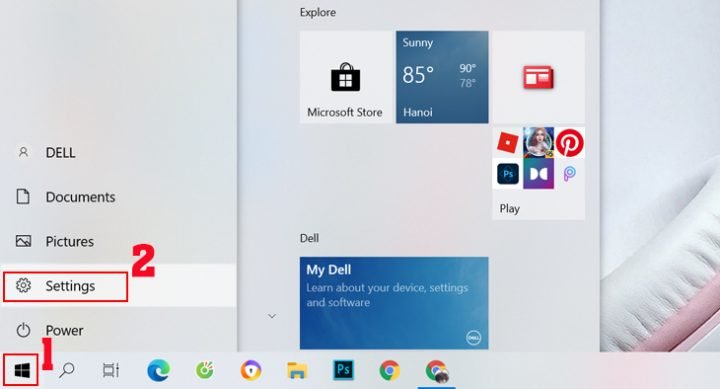 Mở Settings để kích hoạt bàn phím ảo khi bàn phím máy tính bị loạn chữ