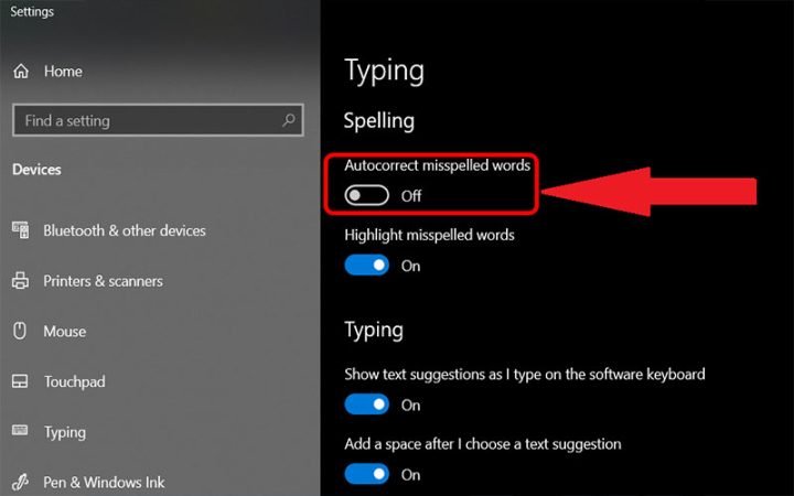 Cách sửa tiếng Việt trên máy tính - Tắt chế độ Autocorrect misspelled words