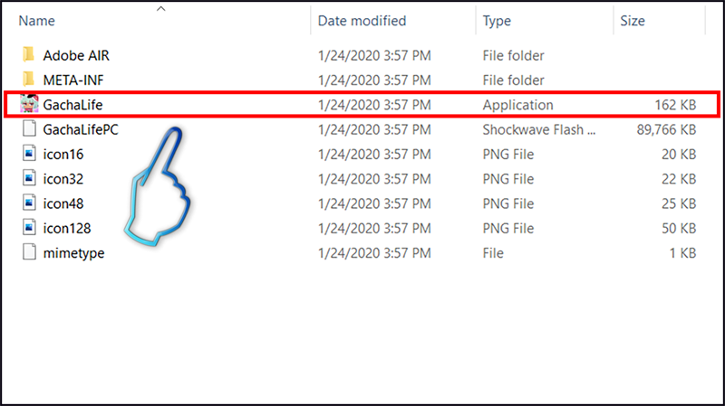Mở file Gacha Life từ thư mục đã giải nén để bắt đầu chơi