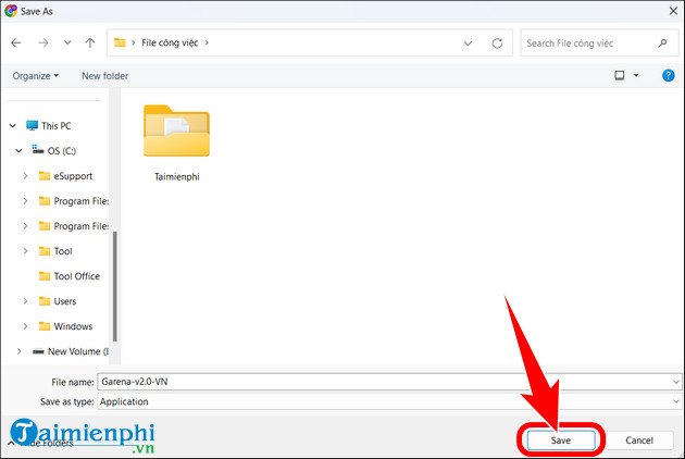 Chọn vị trí lưu file cài đặt Garena PC