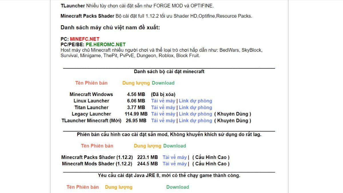 Chọn phiên bản khi tải Minecraft trên máy tính miễn phí: Bước 2