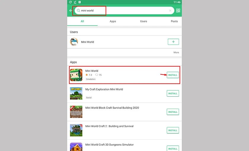 Tìm kiếm và tải Mini World trên APKPure