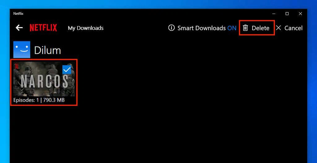 Phát phim đã tải trên Netflix máy tính