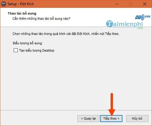 Tùy chọn tạo biểu tượng Đột Kích trên màn hình desktop
