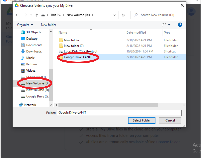 Chọn thư mục lưu trữ mới
