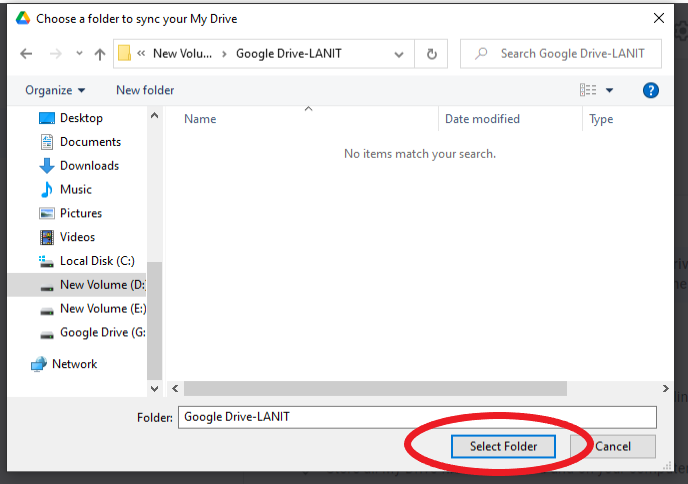 Xác nhận vị trí lưu trữ Google Drive