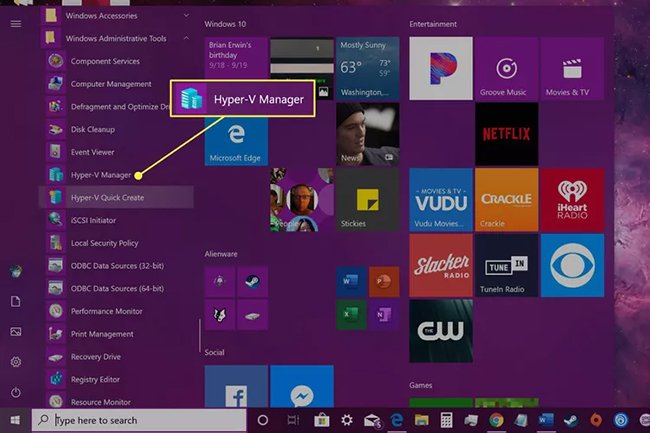 Mở Hyper-V Manager để tạo VPS trên máy tính