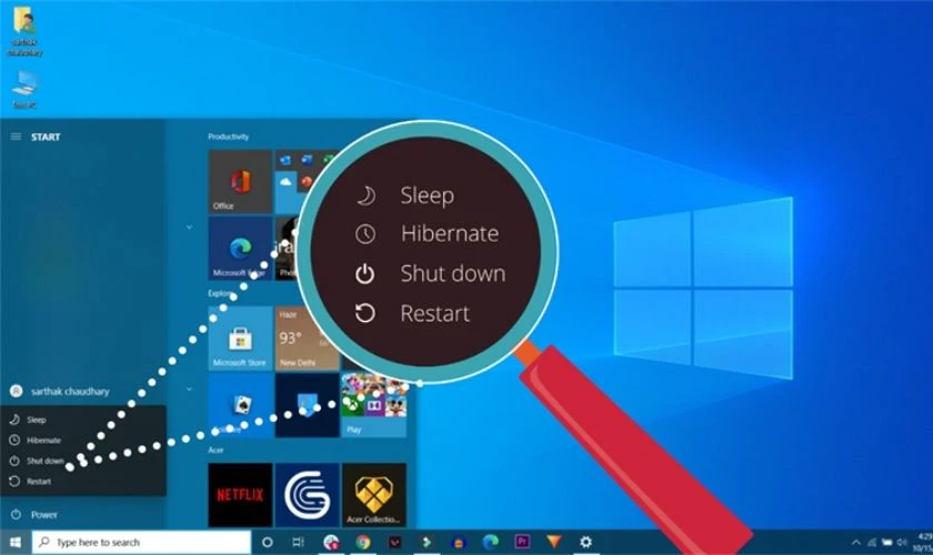 Chế độ Ngủ bằng phím tắt