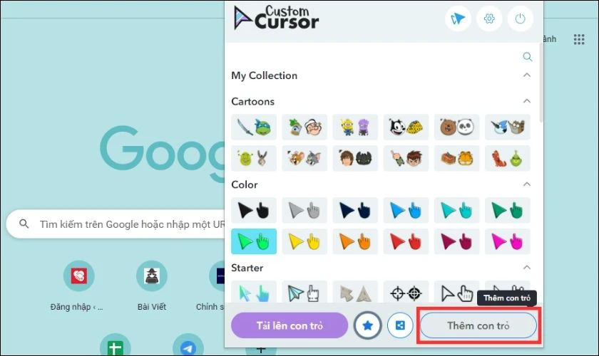 thêm con trỏ trên trình duyệt chrome