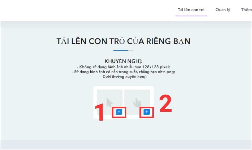tải lên ảnh con trỏ chuột riêng