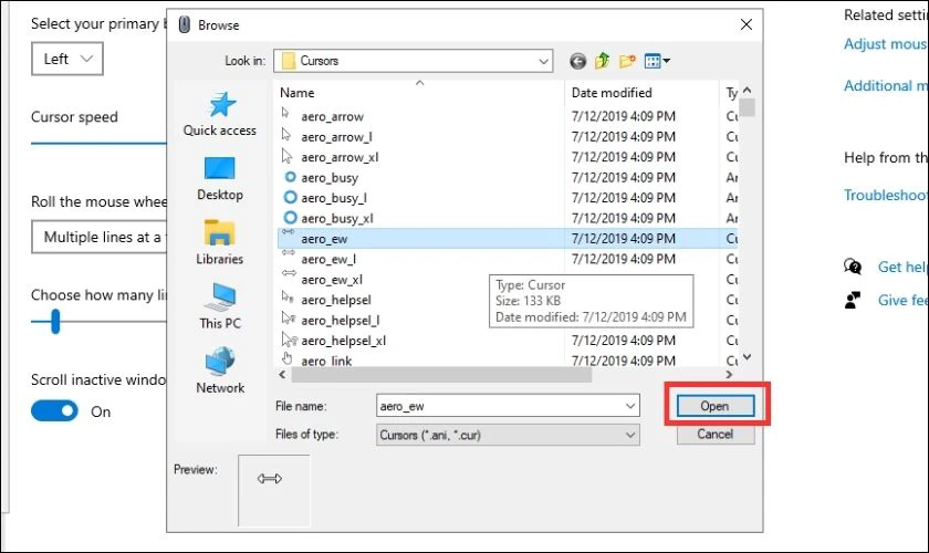 thay đổi hình dạng cursor trên máy tính