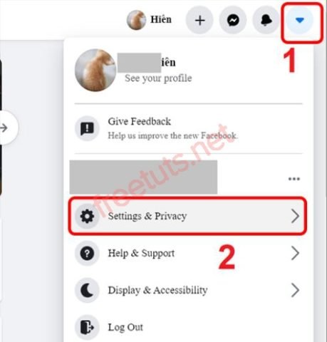 Cách thay đổi ngôn ngữ Facebook trên máy tính: Menu Settings & Privacy