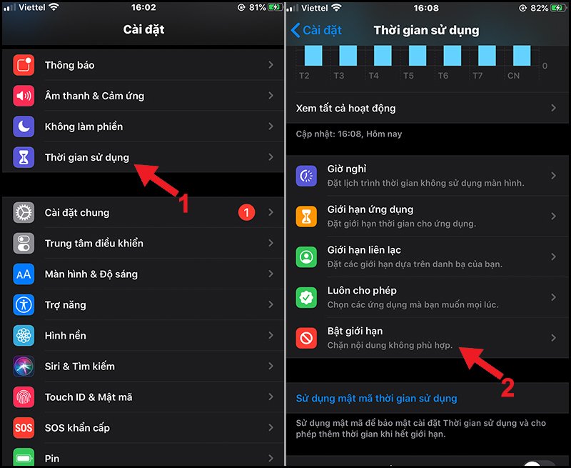 Cài đặt Thời gian sử dụng trên iPhone