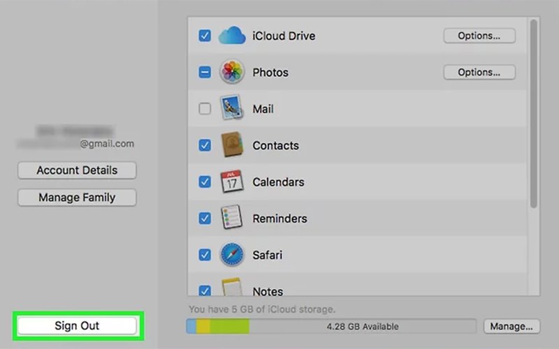 Nút Sign out trên MacBook