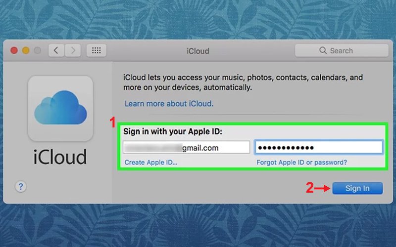 Nhập ID và mật khẩu iCloud trên MacBook