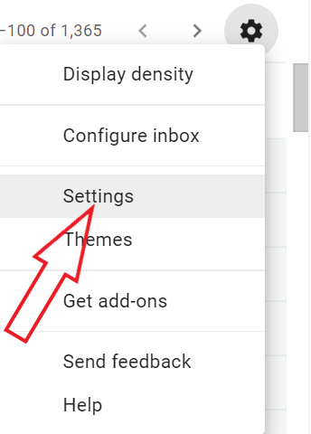Nút Cài đặt trong Gmail