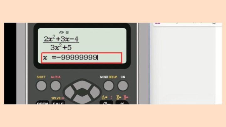 Bước 2 trong hướng dẫn tính lim bằng máy tính Casio FX-580VN khi X tiến đến âm vô cùng