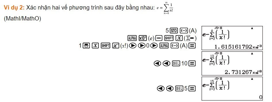 Kiểm tra phương trình bằng cách tính tổng trên Casio FX 580VNX