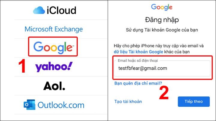 Chọn Google và đăng nhập tài khoản của bạn