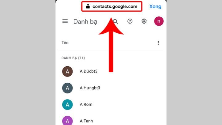 Truy cập vào contacts.google.com và đăng nhập tài khoản vừa đồng bộ để xem
