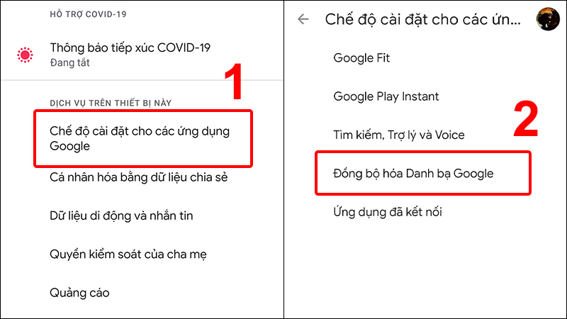 Chọn Đồng bộ hóa Danh bạ Google