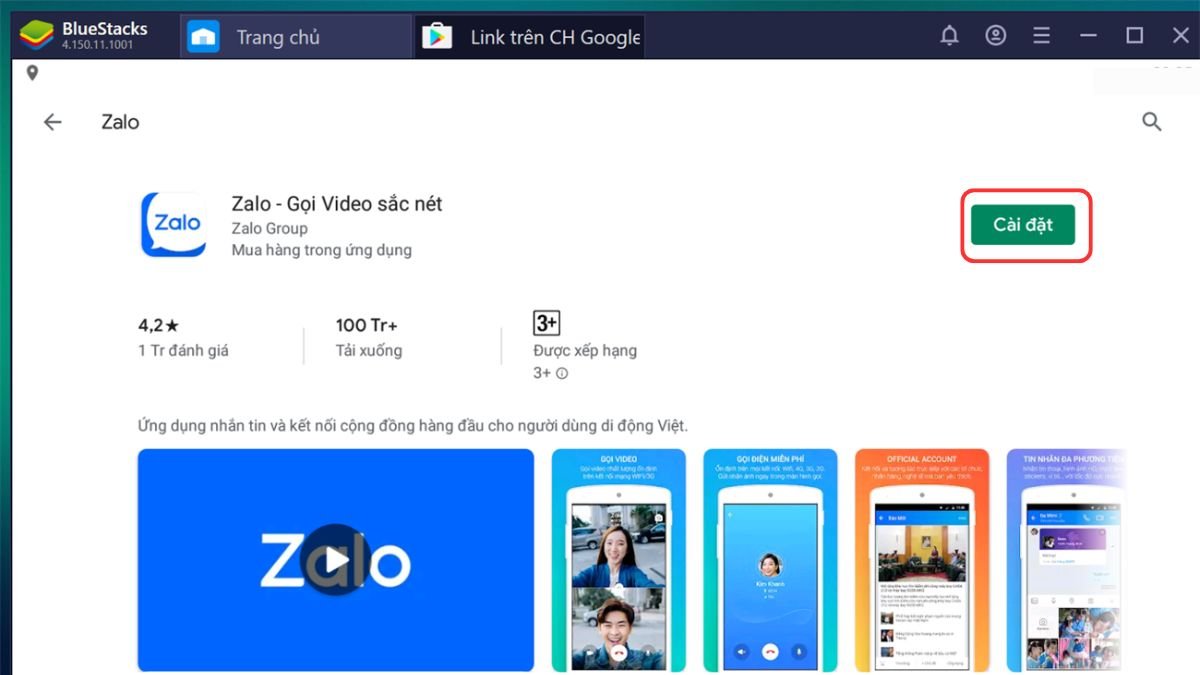 Cài đặt ứng dụng Zalo từ Play Store, một hành động ghi lại trong nhật ký hệ thống của máy tính.