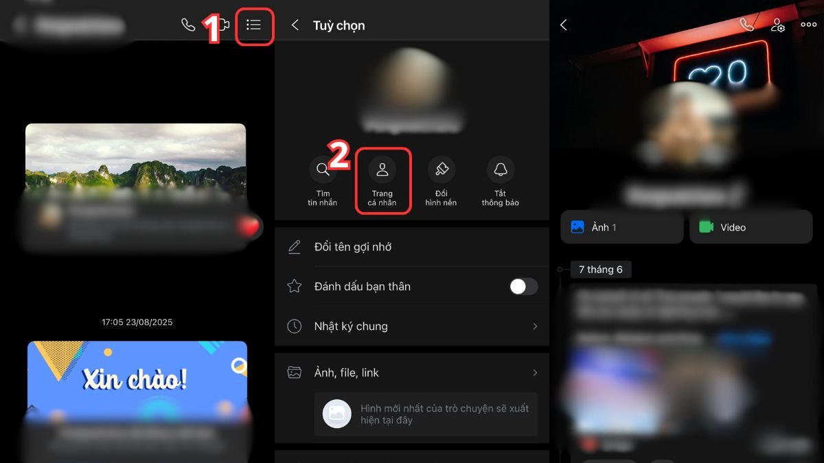 Thao tác xem nhật ký bạn bè trên Zalo từ màn hình trò chuyện, gợi nhớ đến cách theo dõi các hoạt động người dùng trong nhật ký máy tính.