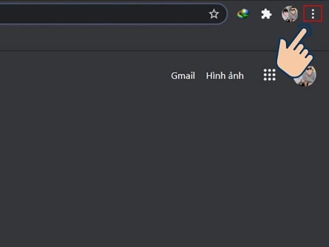 Truy cập cài đặt Chrome qua biểu tượng ba chấm để bắt đầu xóa cookie theo thời gian