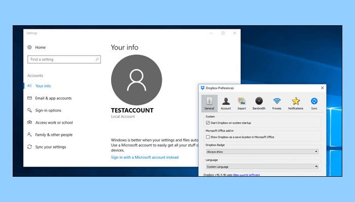 Cài đặt Dropbox trên tài khoản Windows phụ
