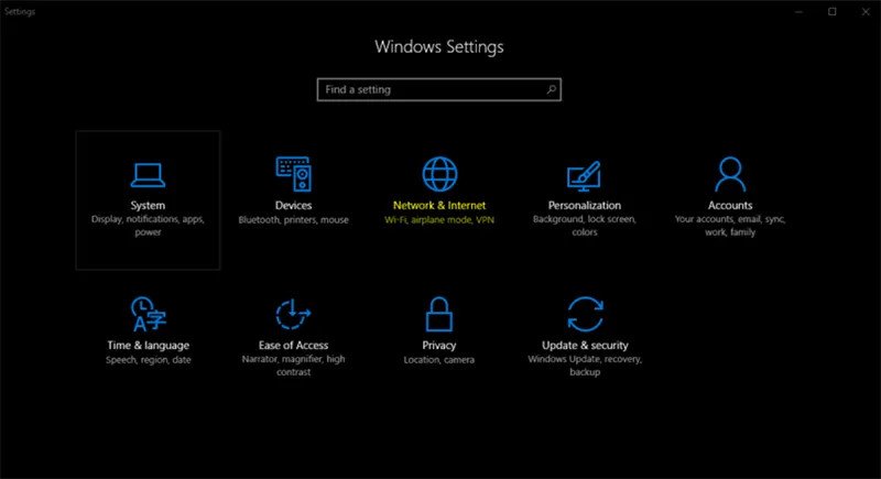 Cài đặt mạng Win 10