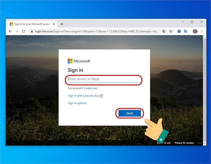Giao diện đăng nhập tài khoản Microsoft trước khi tải Telegram.