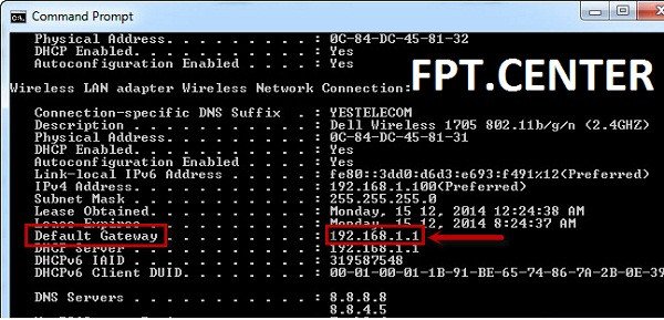 Cài địa chỉ IP tĩnh máy tính bằng cách xác định Default Gateway