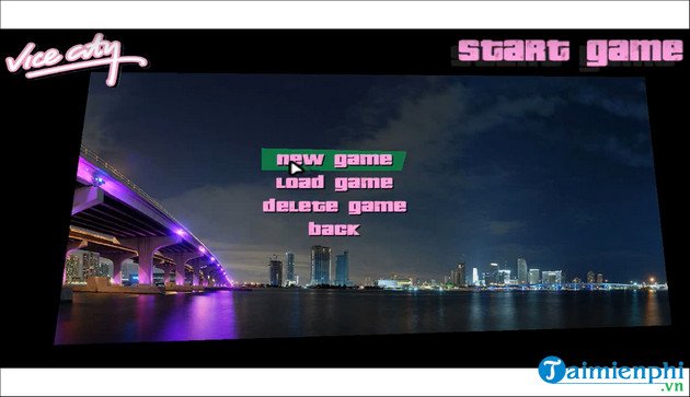 Chọn New Game để bắt đầu chơi GTA Vice City