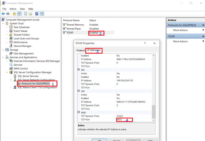Cấu hình cổng 1433 trong SQL Server cho phần mềm chấm công trên máy tính