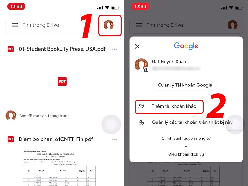 Chọn Thêm tài khoản khác