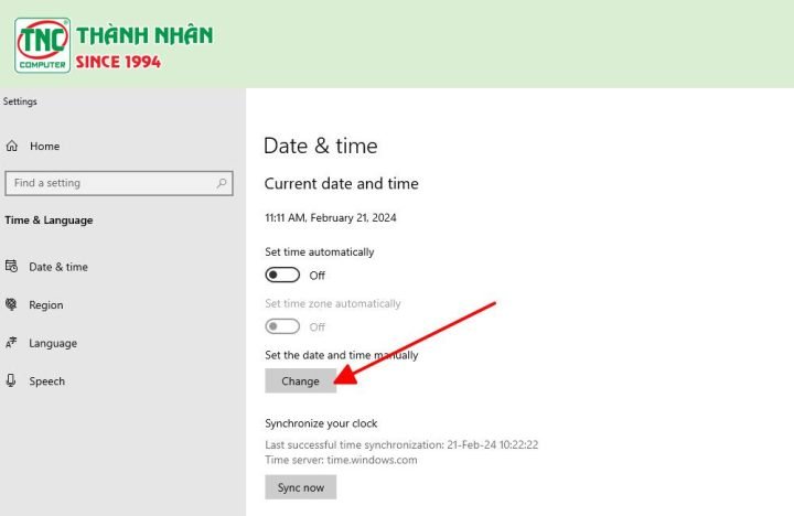Sửa lại giờ trên máy tính Windows 10 - Tắt Set time automatically