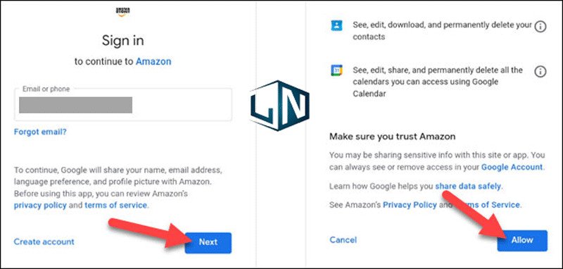 Cho phép Amazon truy cập vào tài khoản Google của bạn trên máy tính bảng Amazon Fire