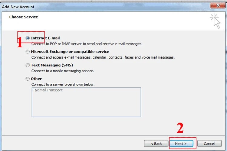 Chọn dịch vụ E-mail