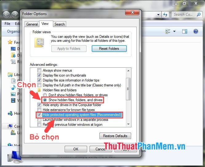 Máy tính nhận USB nhưng không hiển thị dữ liệu - Hiển thị tập tin ẩn