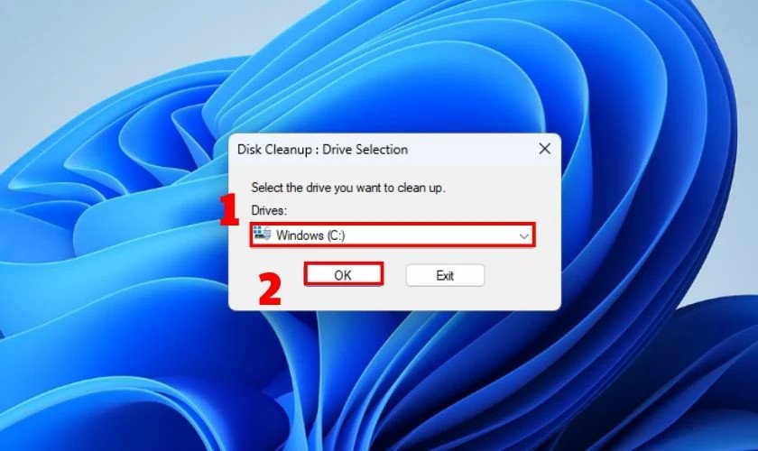 Chọn ổ đĩa cần dọn dẹp trong Disk Cleanup