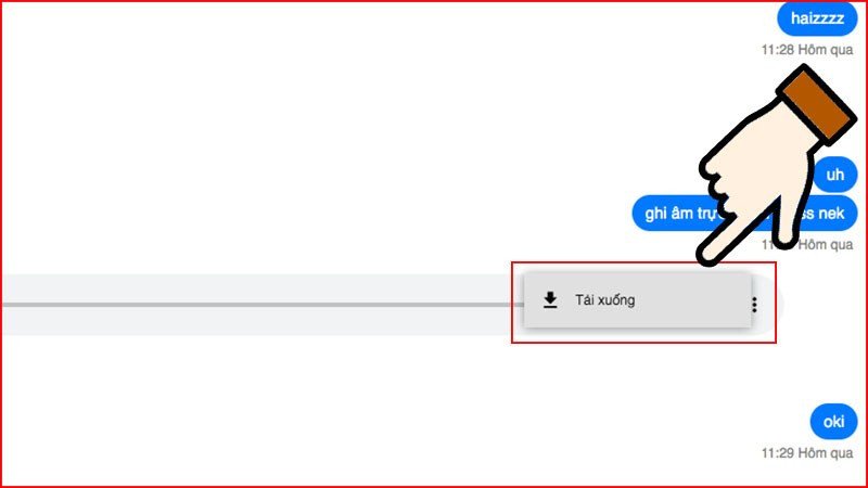 Chọn tải xuống file ghi âm từ Messenger về máy tính